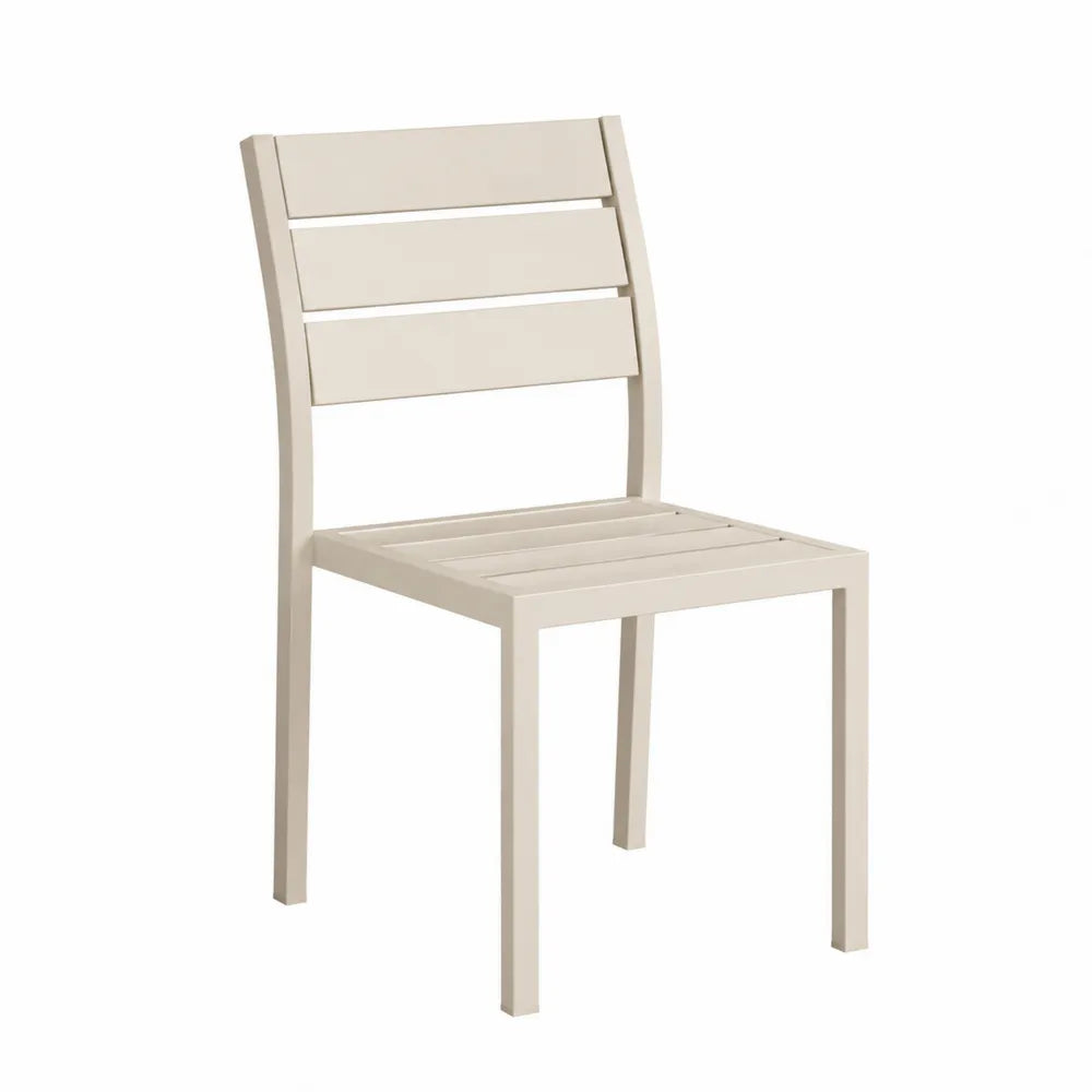 Sedia da esterno in alluminio verniciato a polvere colore avorio design moderno