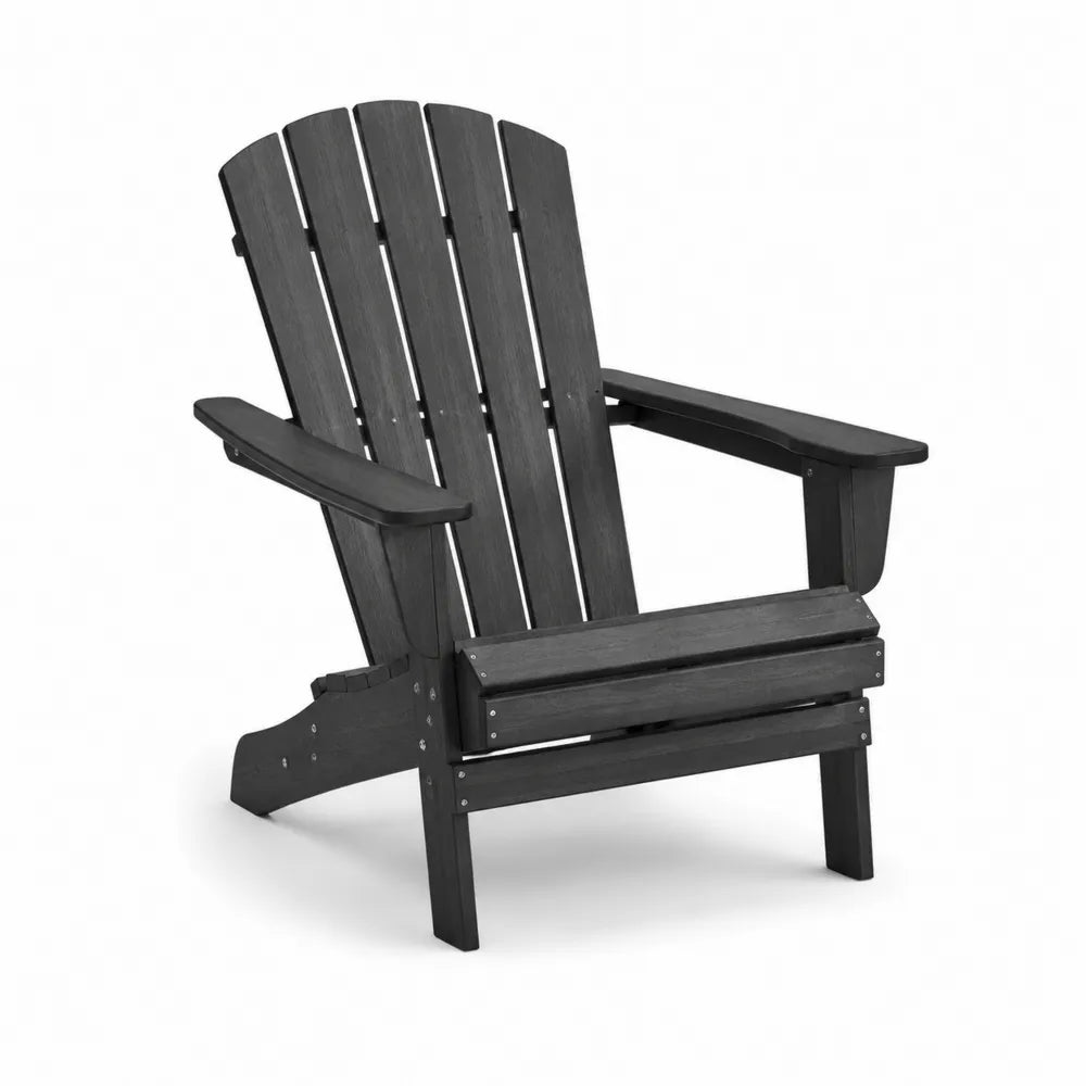 Sedia da esterno tipo Adirondack in legno massello nero struttura inclinata 75 cm x 85 cm x 95 cm